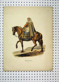 Original Old Antique Print C1870 Sweden Costumes Woman Robes Horse Colour 19th