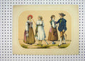 Original Old Antique Print Sweden Costumes C1870 Colour Country People Rake
