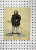 Original Old Antique Print C1879 Sweden Costumes Man Dalecarlion Peasant Colour