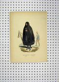 Original Old Antique Print C1800 Colour Coatumes World Woman Bible Cloak 19th