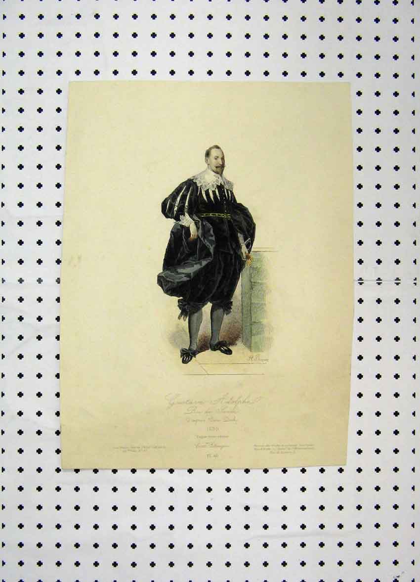 Original Old Antique Print C1800 Colour Costumes World Man Large Trousers 19th