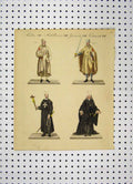 Original Old Antique Print C1800 Colour Costumes World Cross Jesus Holy 19th