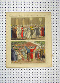Original Old Antique Print Costumes World C1800 Colour Men Celebrating Music