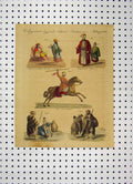 Original Old Antique Print C1800 Costumes World Colour Horse Egyptians 19th