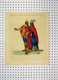 Original Old Antique Print Costumes World C1800 Colour King Queen Cloaks 19th