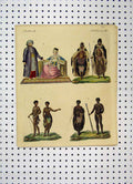 Original Old Antique Print C1800 Costumes World African Natives Colour 19th