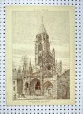Original Old Antique Print Tower St Pere Sous Vezelay 1879 Philip Marvin 19th