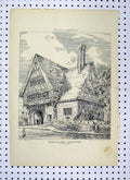 Original Old Antique Print Design Lodge Leicester Park 1879 How Building 19th