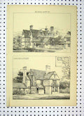 Original Old Antique Print Small House Northenden 1879 House Stables Formby