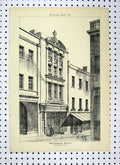 Original Old Antique Print Book Shop Stationerys New Building 1879 Shop Bristol