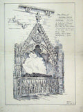 Original Old Antique Print Tomb Archbishop Peckam Cathedral Tomb 1879 Victorian