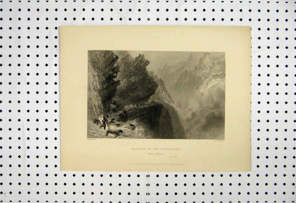 Old Antique Print 1837 Passage Cardinells Mount Splugen Bartlett Willmore 19th