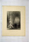 Original Old Antique Print Interior Cathedral Ulm Bartlett Keux 1837 Victorian