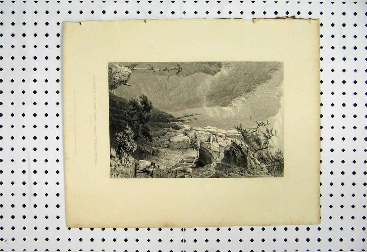 Original Old Antique Print 1873 Gallery Trou Perdu Tuses Bartlett Smith 19th