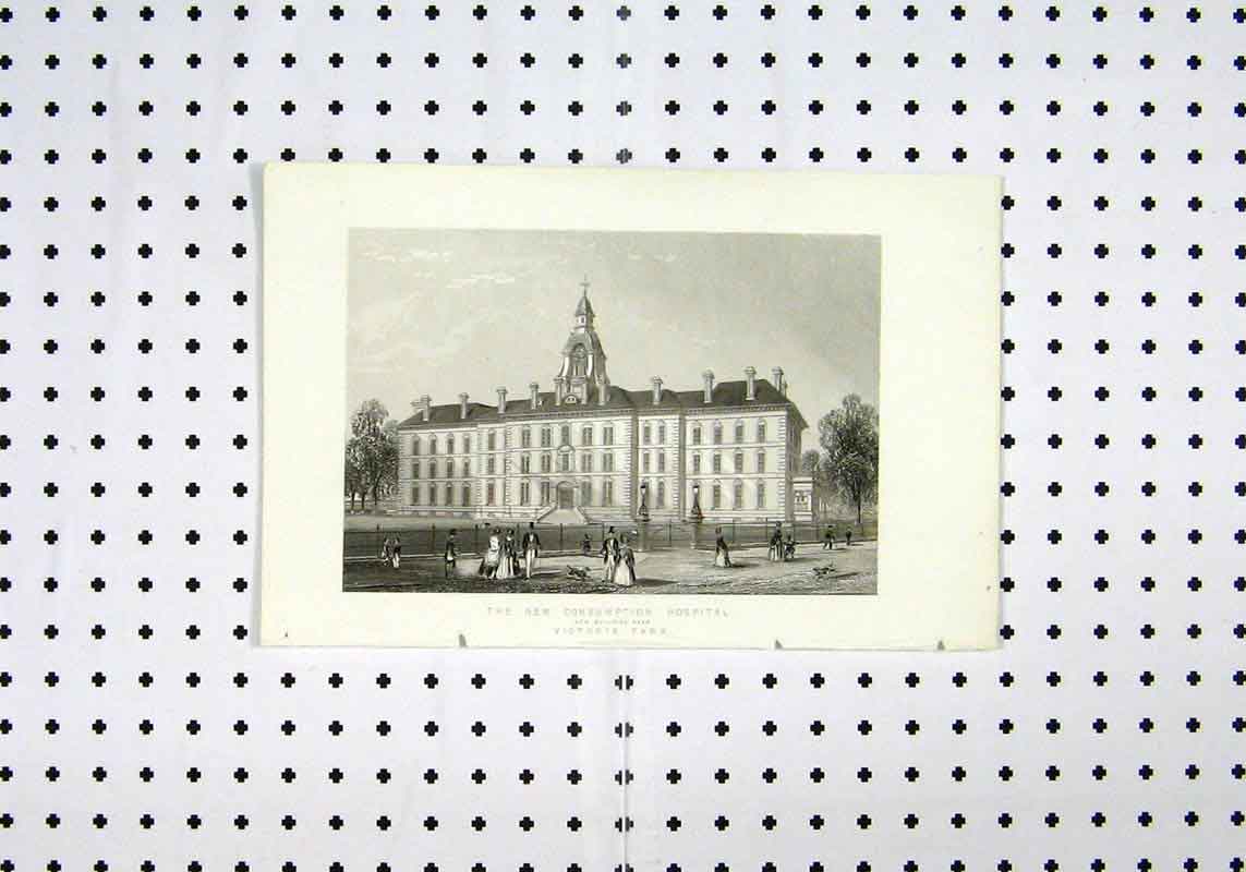 Original Old Antique Print C1836 New Consumption Hospital Victoria Park 19th