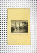 Original Old Antique Print C1836 View Coventry Church Tree River 19th Century
