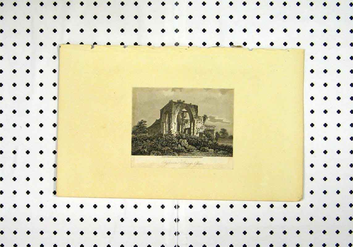 Original Old Antique Print View Priory C1836 Ruins Building Country 19th