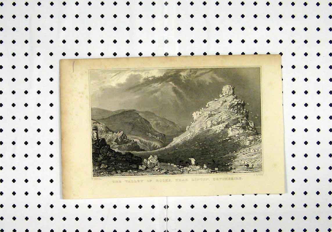 Old Antique Print C1836 View Valley Rocks Linton Devonshire Allorn Lowry 19th