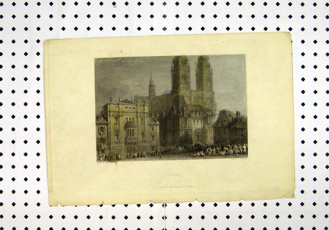 Original Old Antique Print Orleans C1836 Building Turner Higham 19th Century