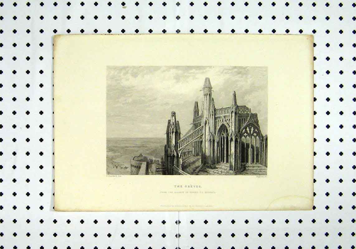 Original Old Antique Print C1836 View Creves Mount St Michael Stanfield Higham