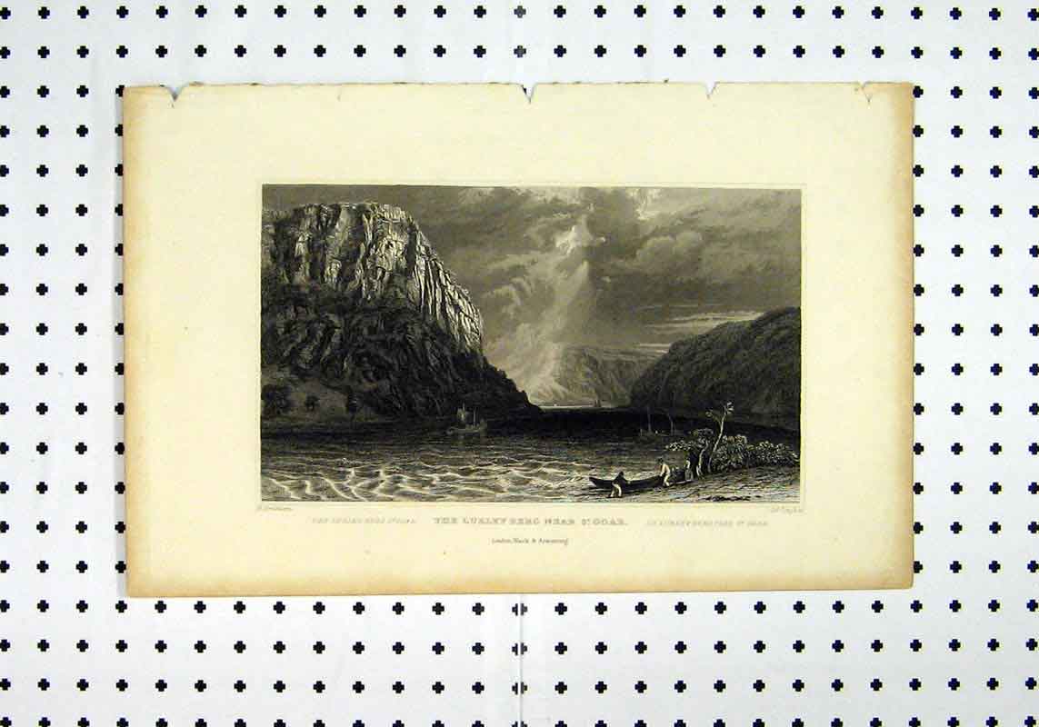 Original Old Antique Print C1836 Lurley Berg Goar Sea View Scenery Tingle 19th