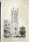Old Antique Print 1855 Saint Mary Magdalene Church Somersetshire Wickes 19th