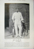 Original Old Antique Print Cricket Sport 1895 Law Weigall Cambridge Photograph