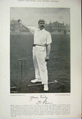 Original Old Antique Print 1895 Cricket Photograph Bainbridge Parris Sport Eton
