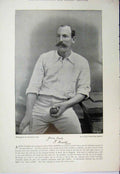 Old Antique Print 1895 Cricket Photograph Martin Kent Daft Batsman Sport 19th