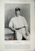 Original Old Antique Print Cricket Player 1895 Flowers Newham Sussex Photograph