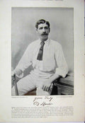 Original Old Antique Print Cricket Photograph 1895 David Hunter Baker Yorkshire