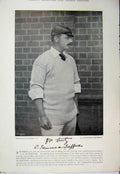Original Old Antique Print 1895 Cricket Phototgraph Edmund Trafford John Rawlin