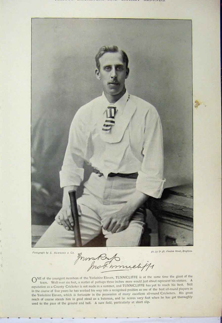 Original Old Antique Print 1895 Cricket Photograph George Ulyett Ranjitsinhji