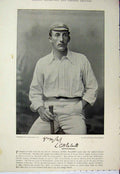Original Old Antique Print 1895 Cricket Sport Photograph Lionel Palairet Smith