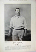 Original Old Antique Print 1895 Cricket Sport Player Sherwin O'Brien Photograph
