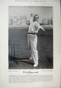 Original Old Antique Print Cricket Sport Photograph 1895 Lockwood Maurice Read