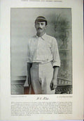 Original Old Antique Print 1895 Cricket Players Studd Fry Athlete Photograph