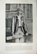 Original Old Antique Print Cricket Photograph Rice Oxford Lewis 1895 Sport 19th