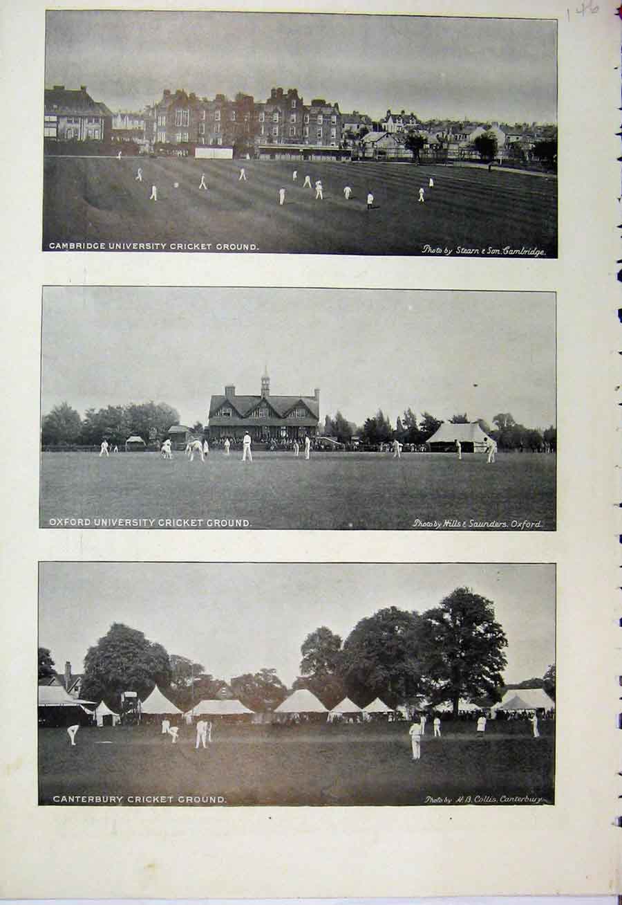 Old Antique Print 1895 Cricket Ground Oxford Cambridge Derby Team Sport 19th