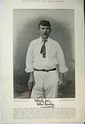 Original Old Antique Print 1895 Cricket Sport Shrewsbury Murdoch Batsman 19th