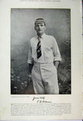 Original Old Antique Print 1895 Photograph Cricket Sport Robinson Richard Draft