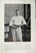 Old Antique Print 1895 Cricket Sport Santall Smith Photograph Lancashire 19th