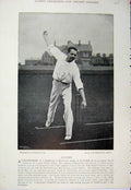 Old Antique Print 1895 Cricket Sport Photograph Raikes Watson Lancashire 19th