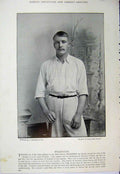 Original Old Antique Print Cricket Photograph 1895 Wilkinson Lowe Sport 19th