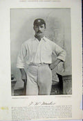 Original Old Antique Print 1895 Cricket Photograph Marlow Jones Sussex Sport