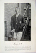 Original Old Antique Print 1895 Cricket Sport Ernest Hill Henderson Photograph