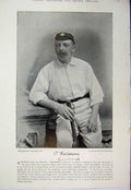 Original Old Antique Print 1895 Cricket Sport Baldwin David Denton Photograph