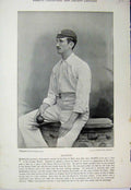 Original Old Antique Print Cricket Photograph 1895 Sharpe Robert Carpenter 19th