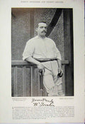Original Old Antique Print 1895 Cricket Sport Tomlin Kortright Photograph 19th