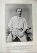 Original Old Antique Print 1895 Cricket Sport Wardall Robert Thoms Photograph